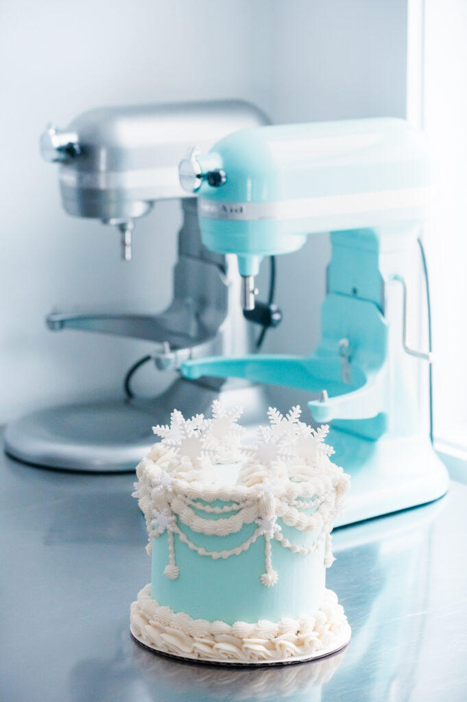 snowflake cake with kitchenaid mixers